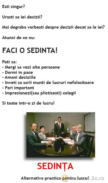Sedinta - alternativa practica la lucru